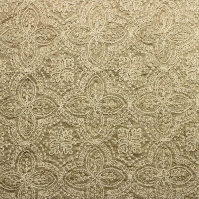 Muga Silk Beige Coloured Lucknowi Thread Type Dyeable With Highly Intrigued Handcrafted Floral Designed Fabric 1