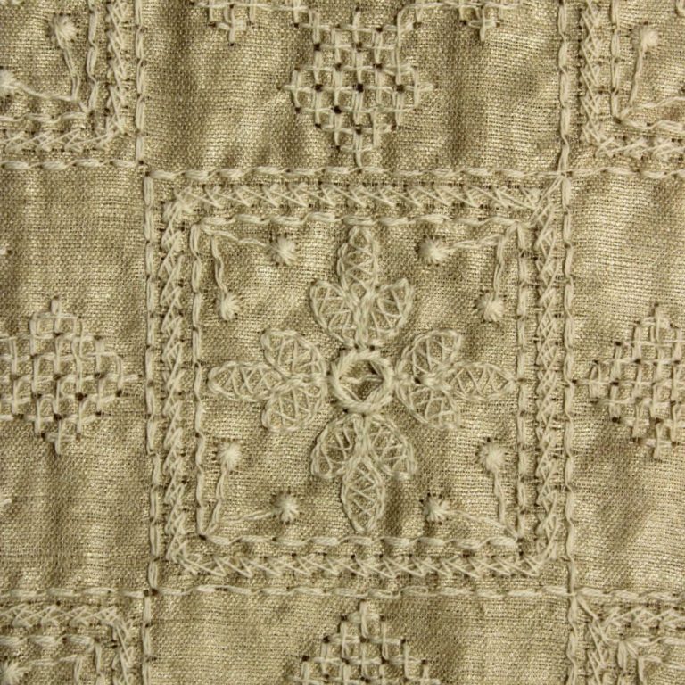 Muga Silk Beige Coloured Lucknowi Thread Type Dyeable With Intrigued Floral Handcrafted Designed Fabric 2