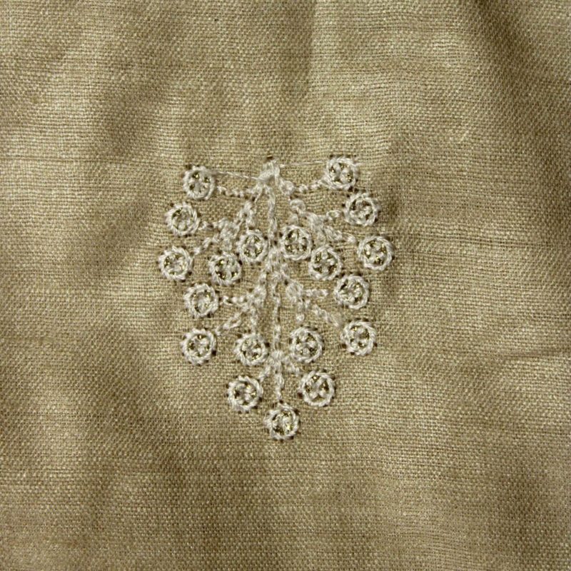 Muga Silk Beige Coloured Lucknowi Thread Type Dyeable With Intrigued Handcrafted Leaf Designed Fabric 2