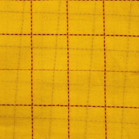 Pure Handloom Cotton With Highlighted Dotted Chex Butterscotch Yellow 1