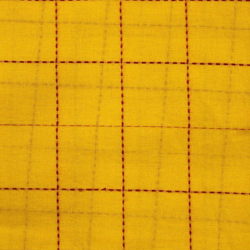 Pure Handloom Cotton With Highlighted Dotted Chex Butterscotch Yellow 1