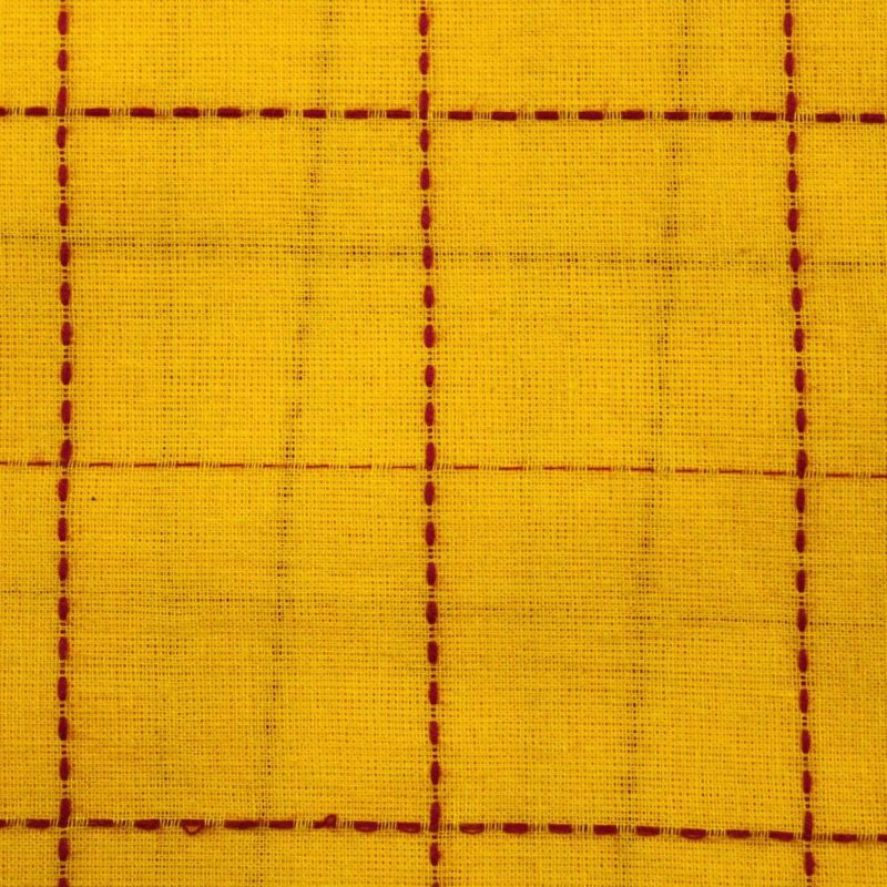 Pure Handloom Cotton With Highlighted Dotted Chex Butterscotch Yellow 2