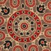 Tan Beige Exclusive Handloom Cotton Modal Ajrak With Red And Black Floral Printed Fabric 2