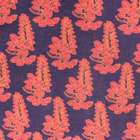 Violet Exclusive Handloom Cotton Ajrak With Pink Floral Print Fabric 1