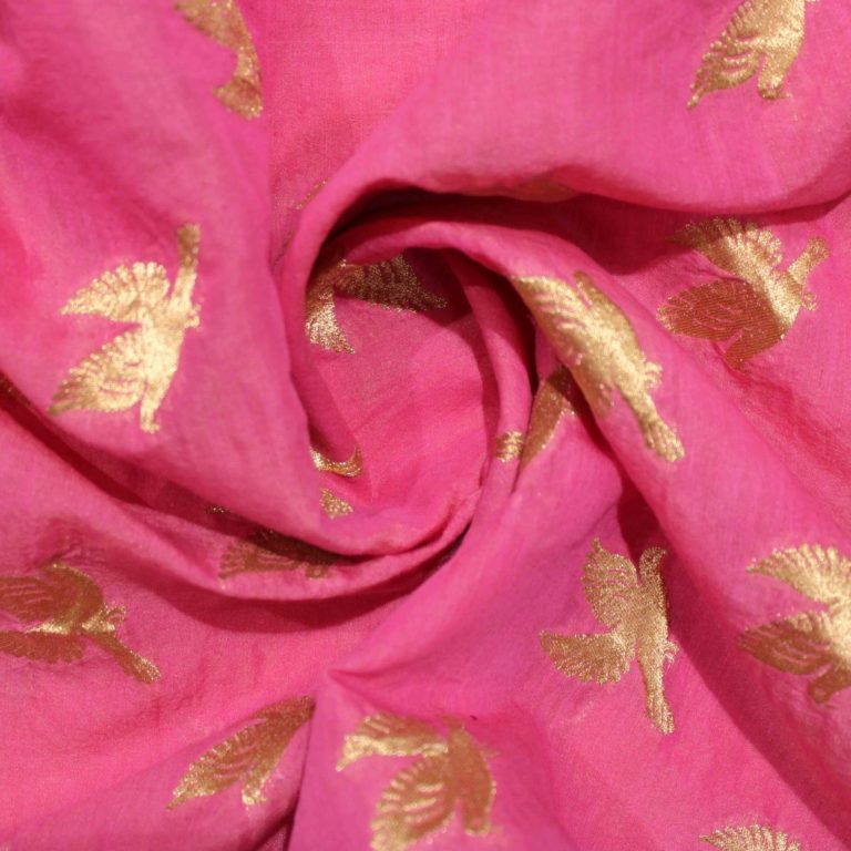 AS43203 Chanderi Silk Bird Butti Neon Pink 3.jpg
