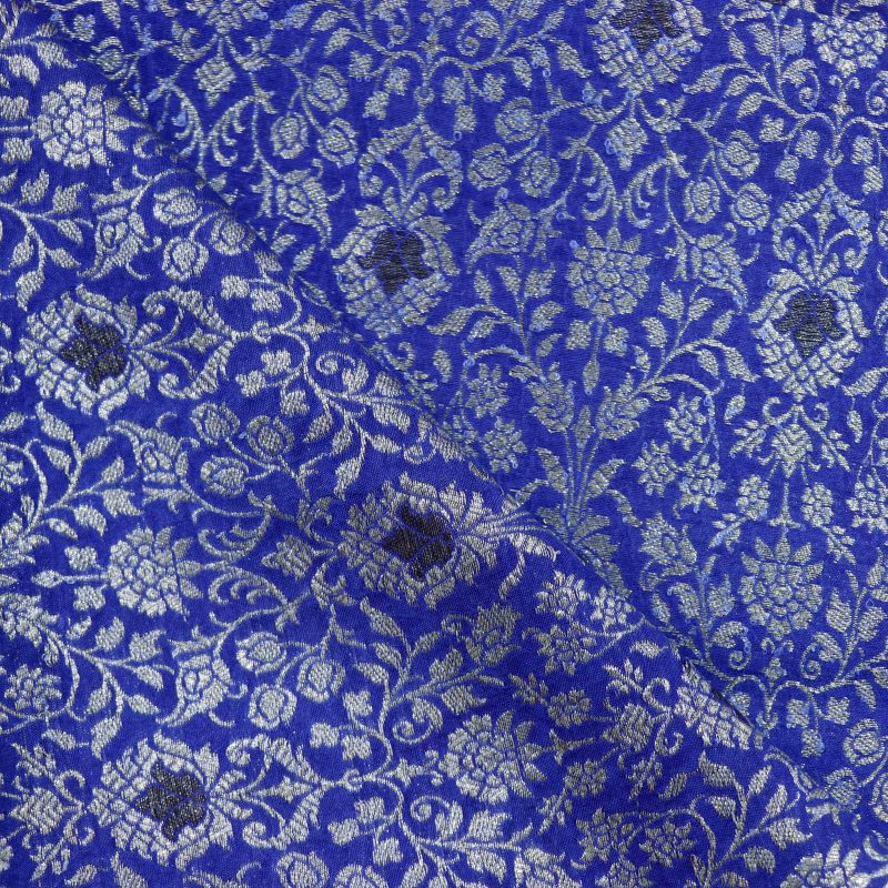 AS45037 Banarasi With Silver Floral Pattern Dark Blue 2.jpg
