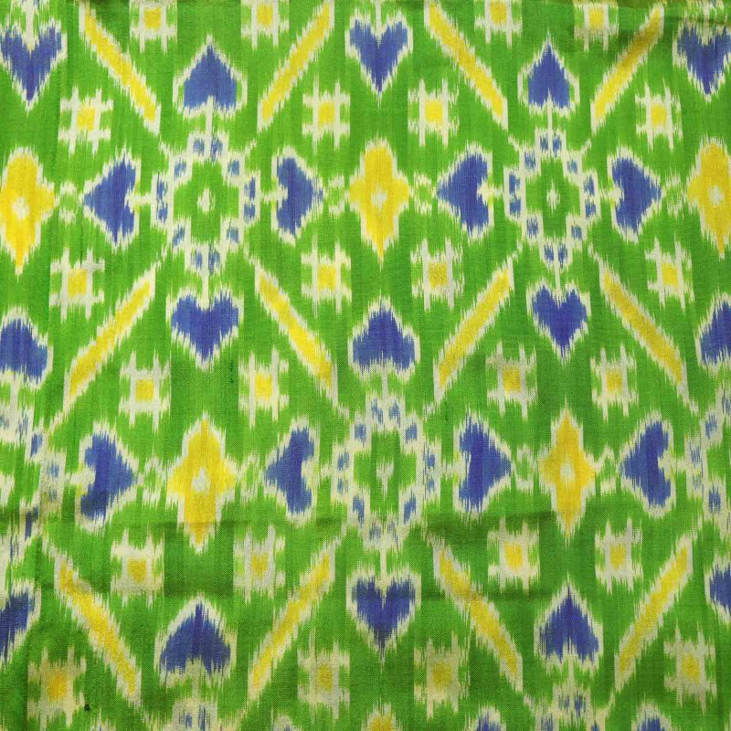 AS45316 Pure Patola Ikkat Weave Duppatta With Heart Pattern Green Blue 3.jpg