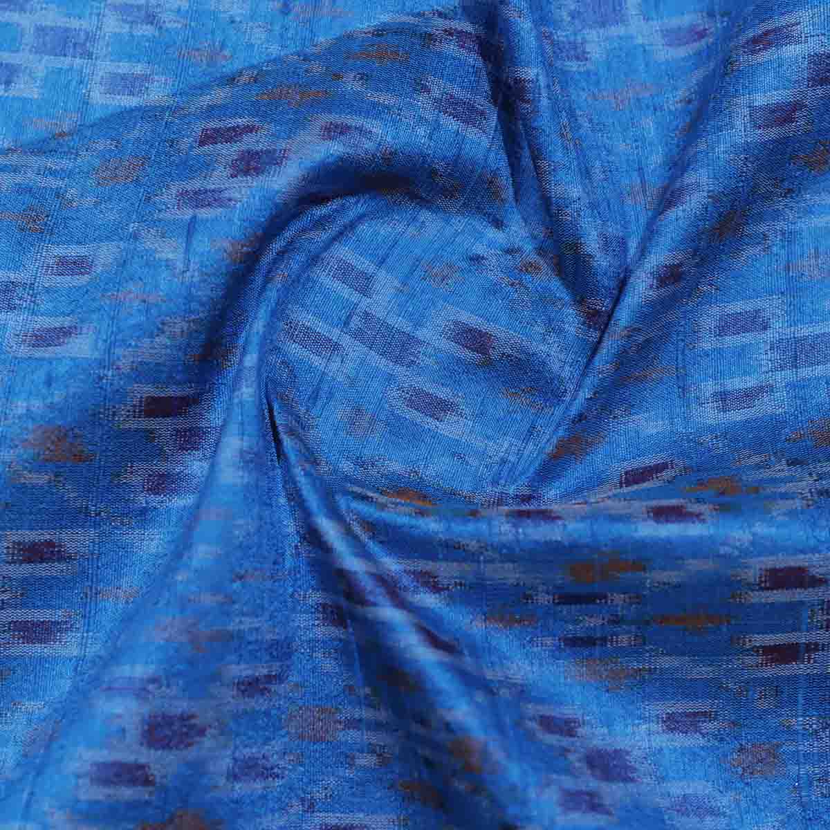Pure Raw Silk Ikkat  Blue