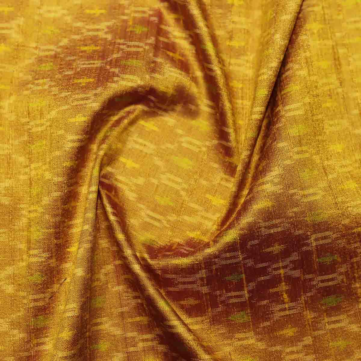 Pure Raw Silk Ikkat Golden
