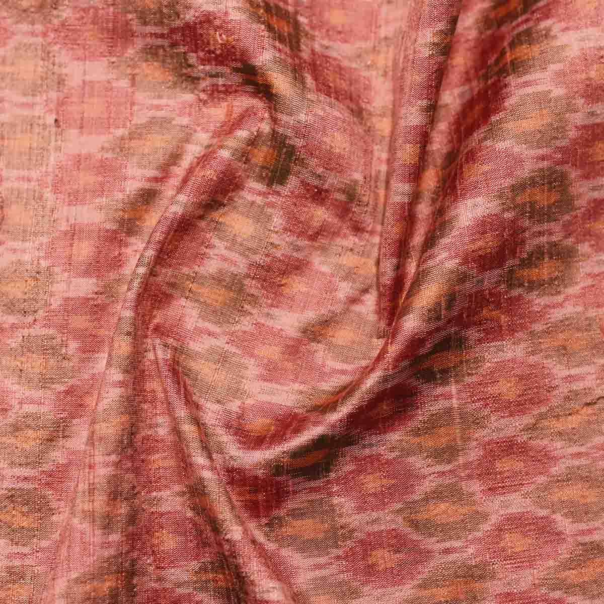 Pure Raw Silk Ikkat Rose Pink
