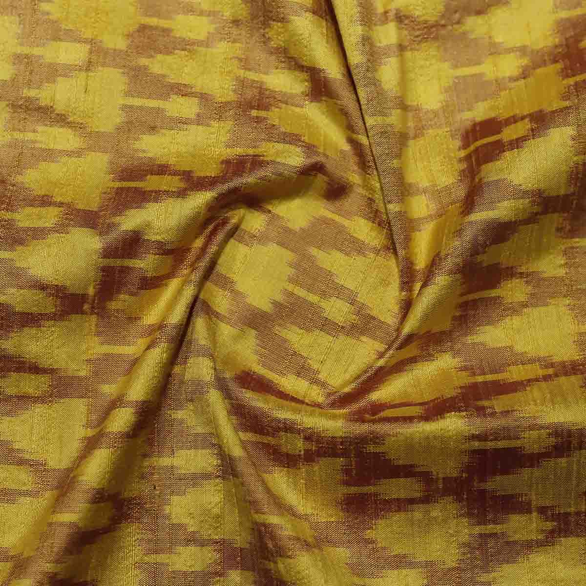 Pure Raw Silk Ikkat  Yellow